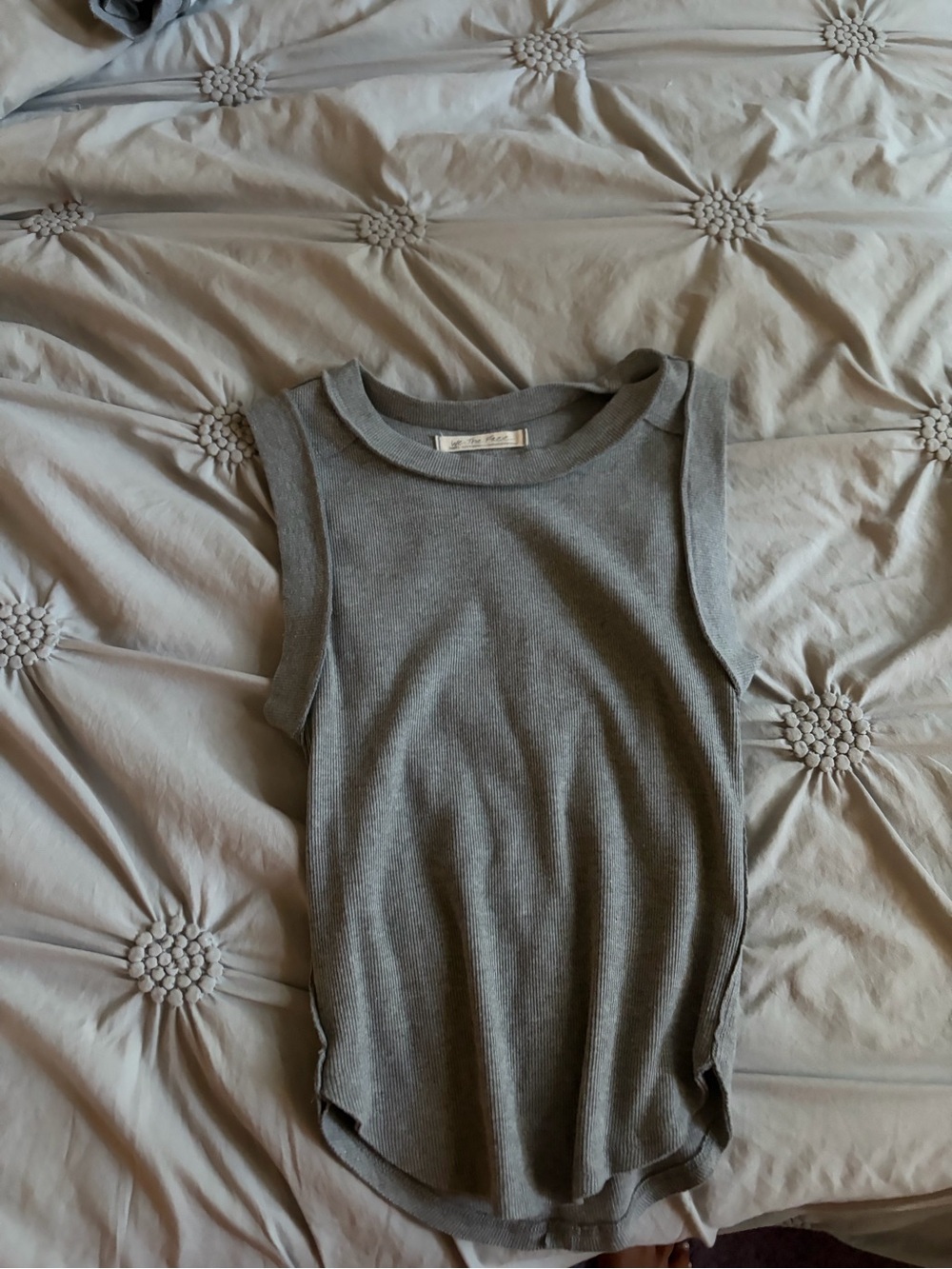 Free People Gray Ribbed Sleeveless Tank Top